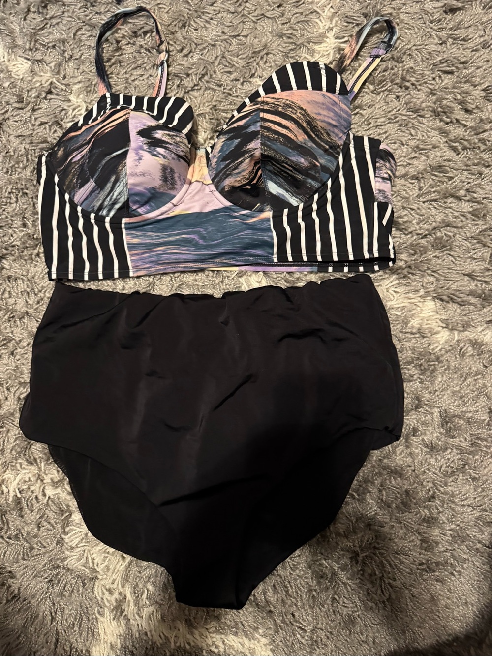 torrid Black Bikini Top with Multicolor Abstract Accents